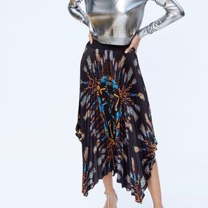 Zara asymmetrical pleated midi skirt
